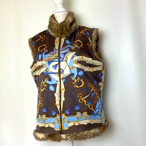 J. MC LAUGHLIN SILK/FUR REVERSIBLE VEST EUC (L)